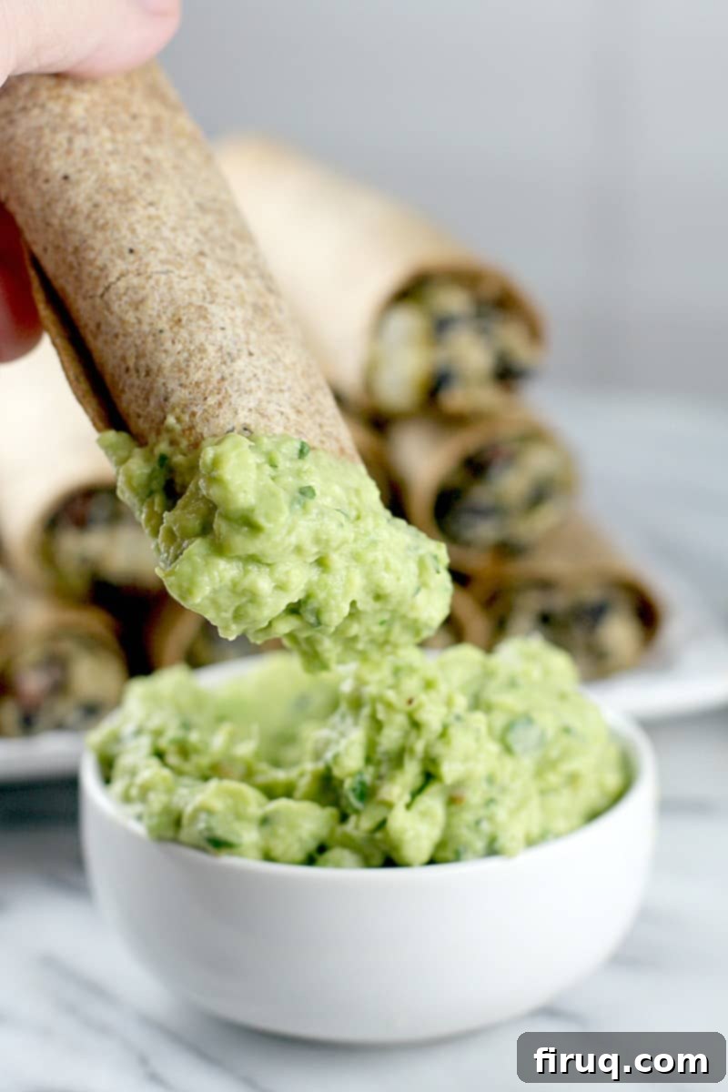 Vegan Kara Fasulye Taquitos 8 Close-up of baked Dairy-Free Black Bean Taquitos