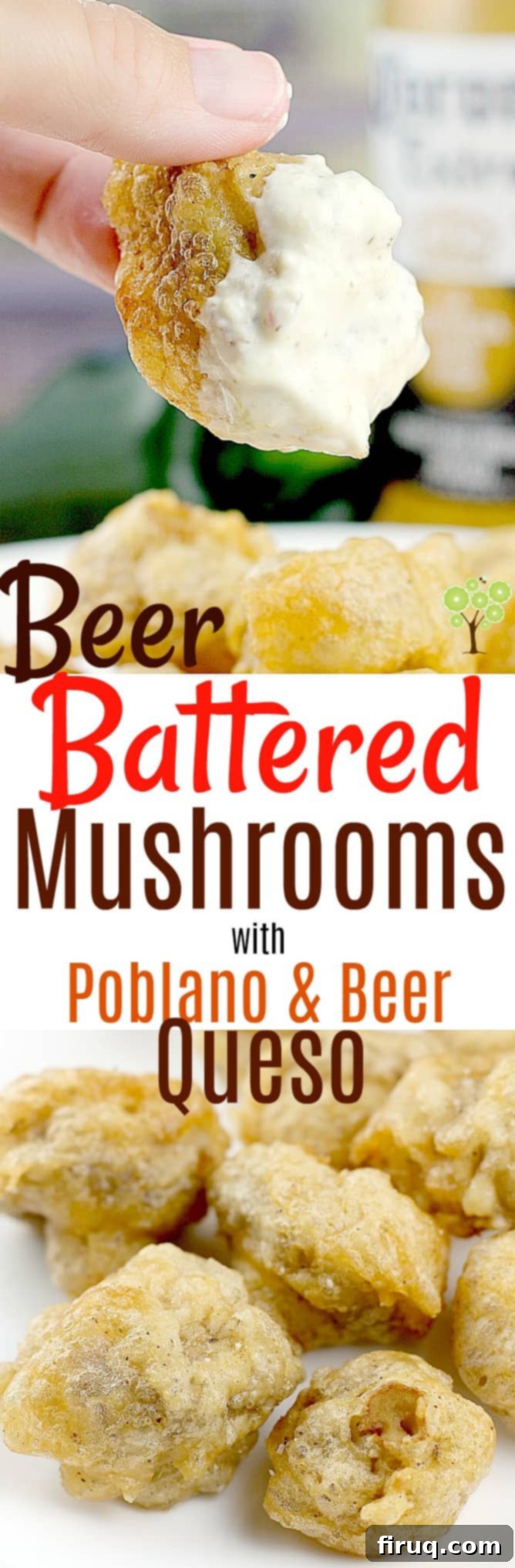 Pub-Style Beer-Battered Mushrooms with Zesty Poblano and Beer Queso 12 Msg 4 21+ Beer-Battered Mushrooms with Poblano & Beer Queso #SummertimeCerveza #ad @coronaextrausa