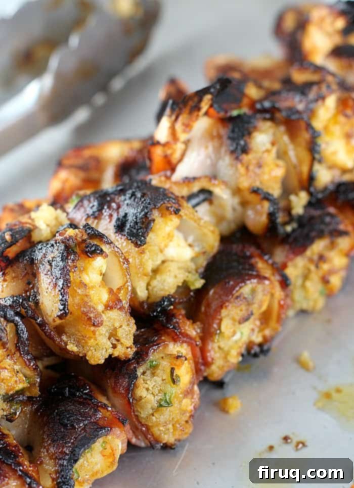 BBQ Bacon Shrimp Bombs 13 A final shot of the grilled Bacon-Wrapped BBQ Stuffed Shrimp, showcasing their appeal.