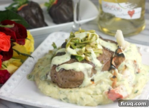 Valentines Duet Filet Mignon and Lobster 6 Sparkling Moscato wine, a key ingredient for the unique asparagus slaw.