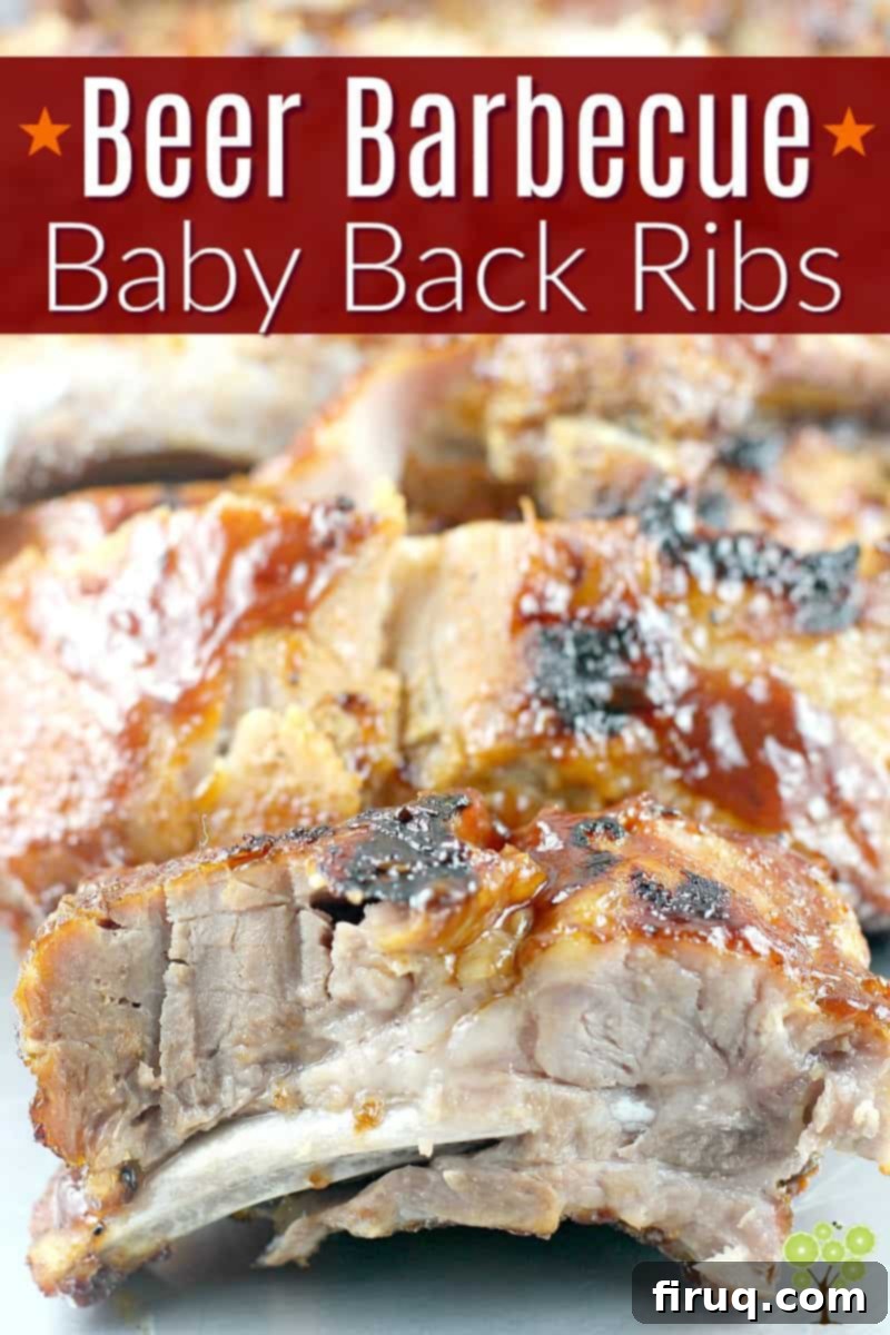 Brewmaster's Baby Back Ribs 12 Tall image of Beer Barbecue Baby Back Ribs on a plate with a side dish