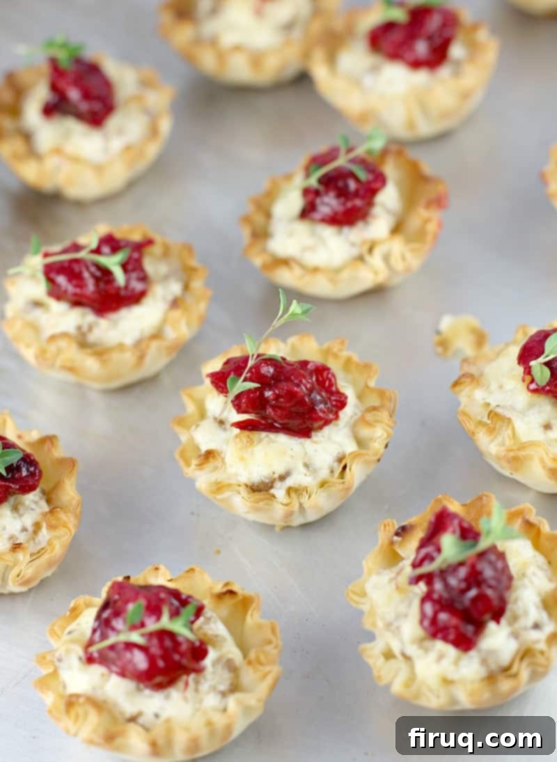Festive Sausage Bites with Cranberry Mango Compote 5 Mini Sausage Party Tarts with Cranberry Mango Compote