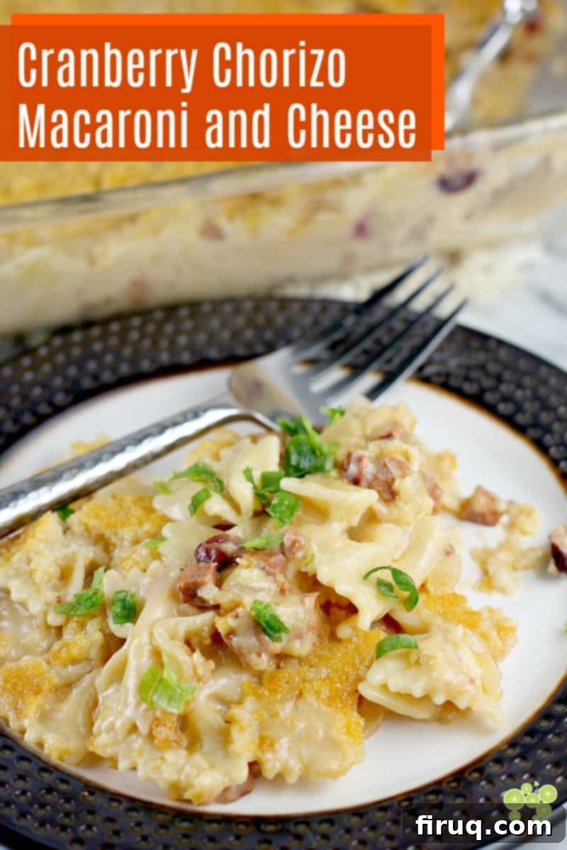 Bold Cranberry Chorizo Macaroni and Cheese 9 Cranberry Chorizo Macaroni and Cheese #recipe #food #macaroniandcheese #capecodselect #frozencranberries #cranberriesforallseasons