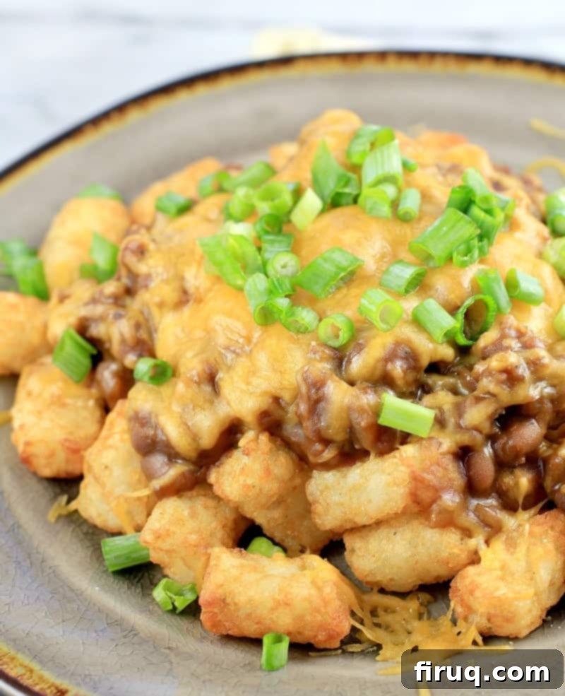 Beer Barbecue Tater Tot Nachos: The Ultimate Gameday Appetizer Beer Barbecue Tater Tot Nachos - Crispy tots loaded with cheesy, beer-infused baked beans and sausage, perfect for gameday.