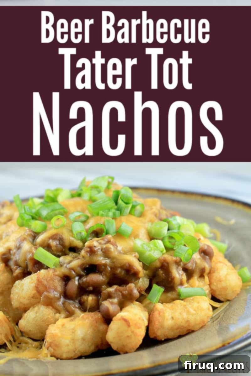 The Best Beer Barbecue Tater Tot Nachos for Gameday Beer Barbecue Tater Tot Nachos! Sweet Boston baked beans are spruced up with sausage, barbecue sauce, and beer for a super easy, DELICIOUS flavor combination. Then we layer our Beer Barbecue baked beans onto crunchy tater tots (Air Fryer instructions included!) and top with cheese to complete our totchos (aka tater tot nachos). This ultimate gameday recipe is perfect for parties, football gatherings, or a fun family snack. #totchos #tatertotnachos #airfryer #food #recipe #footballfood #partyfood #fun #sausage #Bostonbakedbeans #semihomemade #layereddip #nachos #loadednachos