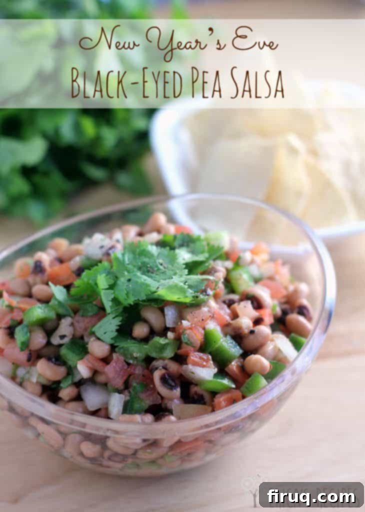 New Years Prosperity Salsa 5 Usher in your New Year with a healthy New Year's Eve Black-Eyed Pea Salsa using traditional black-eyed peas. #partyideas #recipe #newyears #blackeyedpeas #healthyrecipe