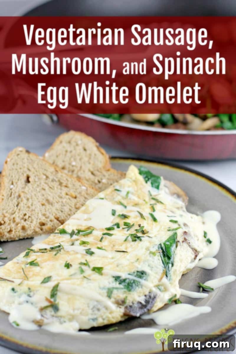 Plant-Powered Omelet with Savory Sausage, Spinach, and Mushrooms 14 This healthier egg white omelet with vegetarian sausage, spinach, and mushroom, will satisfy you breakfast, lunch or dinner. #ad #VeggieNewYear #MorningStarFarms #vegetarian #omelet #recipe #vegetariansausage #veggiesausage