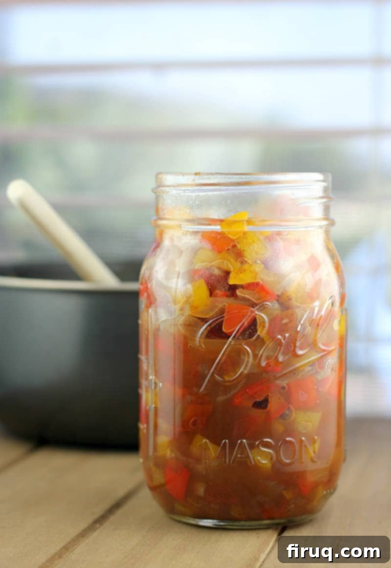 Air Fryer Hot Dogs: Crispy Perfection with Sweet Pepper Relish 4 Jamaican sweet pepper relish in a mason jar