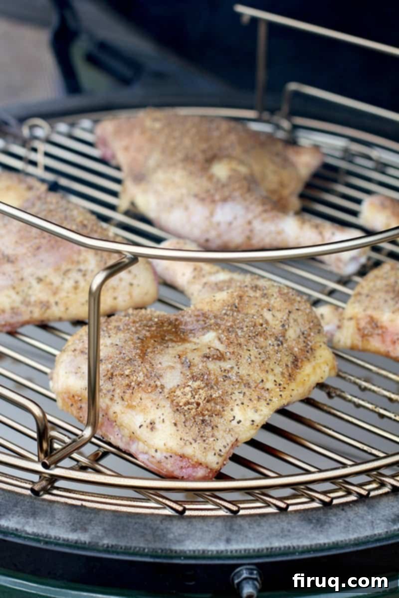 Sweet & Smoky Maple Bourbon Chicken 5 raw chicken on grill grate
