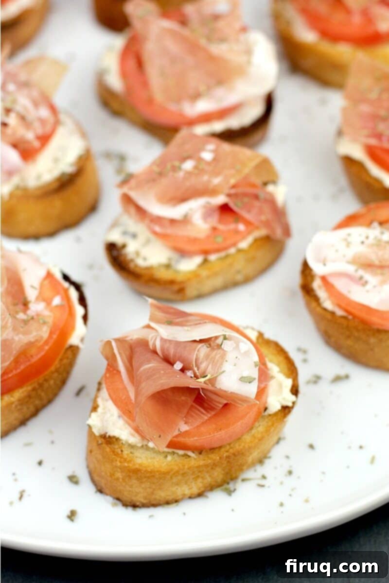 Crispy Prosciutto Crostini 12 prosciutto crostini on a plate