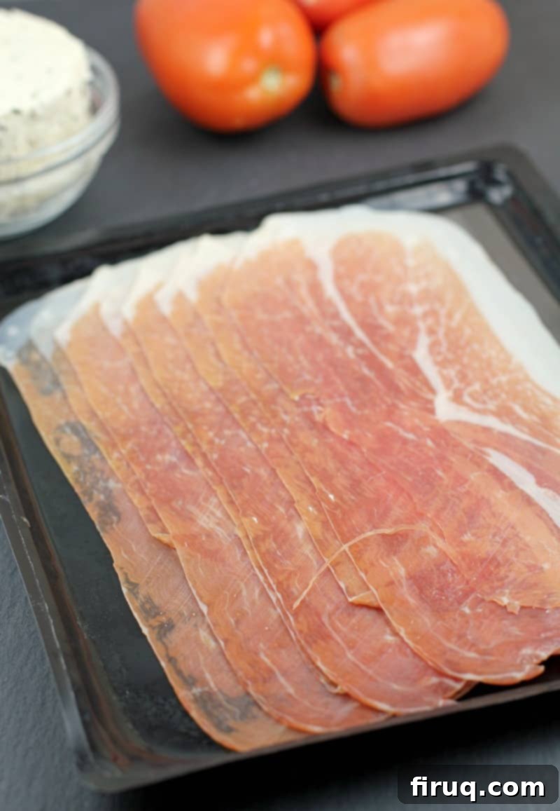 Crispy Prosciutto Crostini 4 thinly sliced prosciutto in a package
