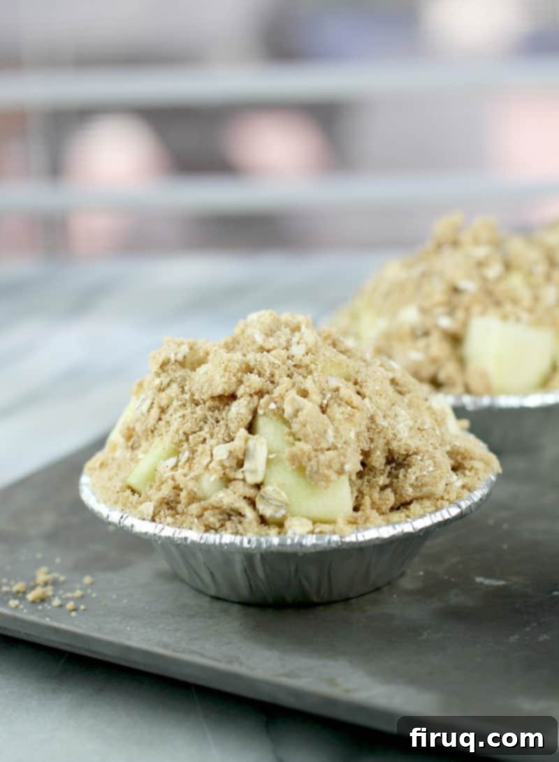 Individual Apple Crisp Pies 6 mini pie filled with apple and topped with streusel