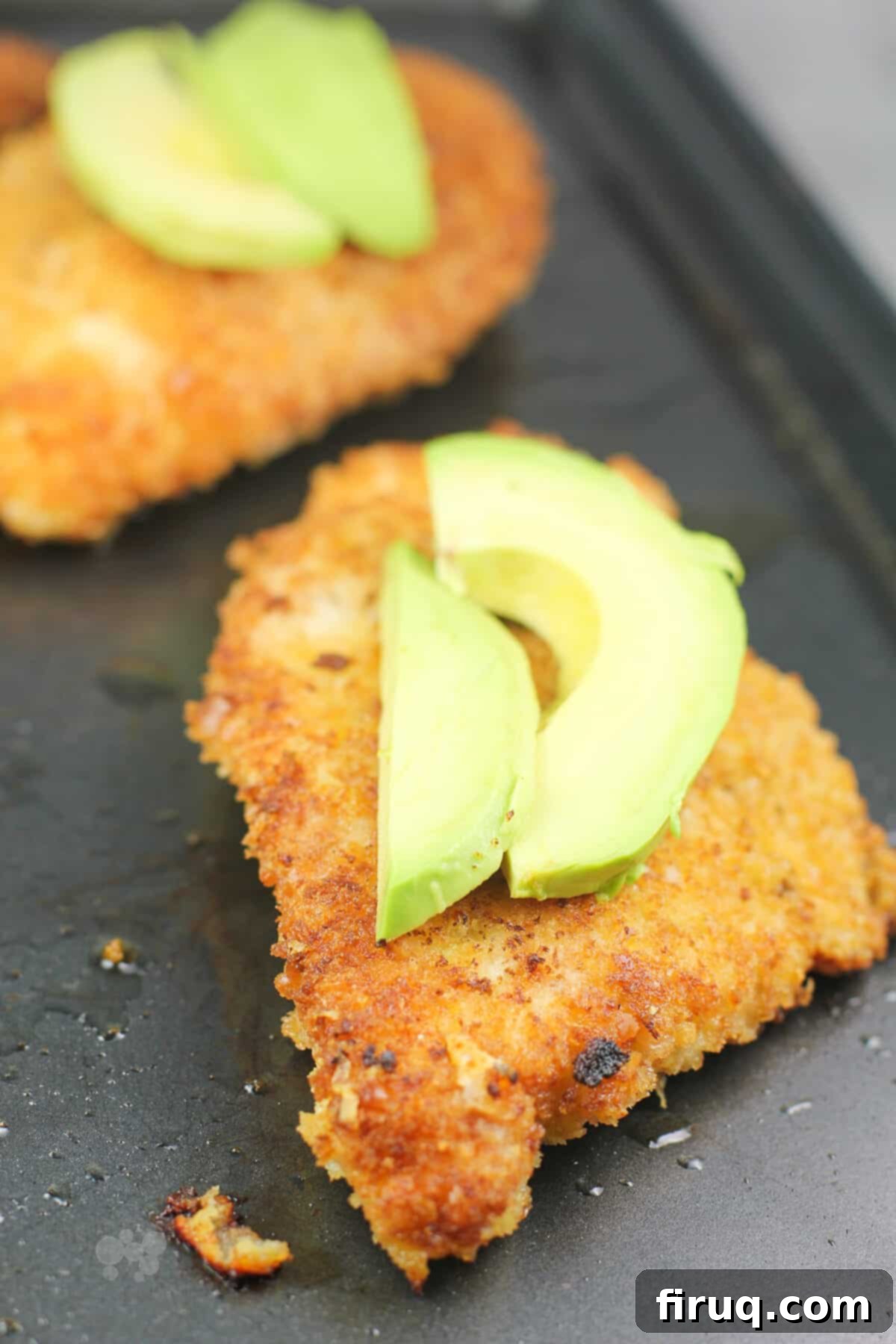 Baja Chicken Parmesan 11 cooked chicken cutlets topped with sliced avocado