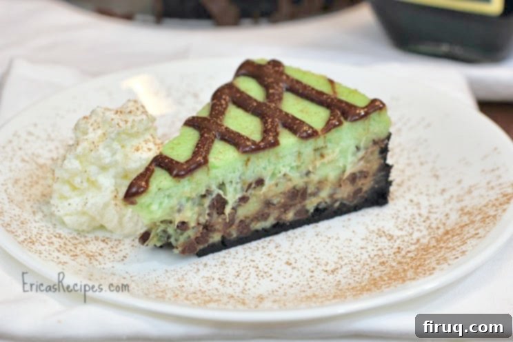 Mint Emerald Cheesecake with Nutella Silk Drizzle 2 Grasshopper Cheesecake with Nutella Mint Drizzle