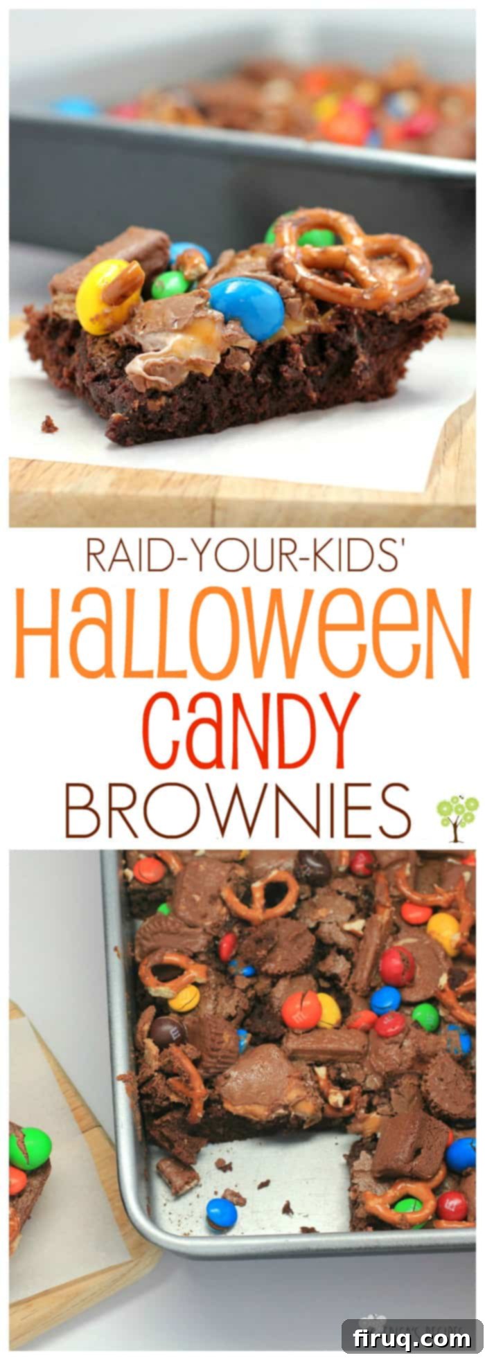 Halloween Candy Raid Brownies 2 Raid-Your-Kids' Halloween Candy Brownies #recipe #halloween #candy #brownies #food