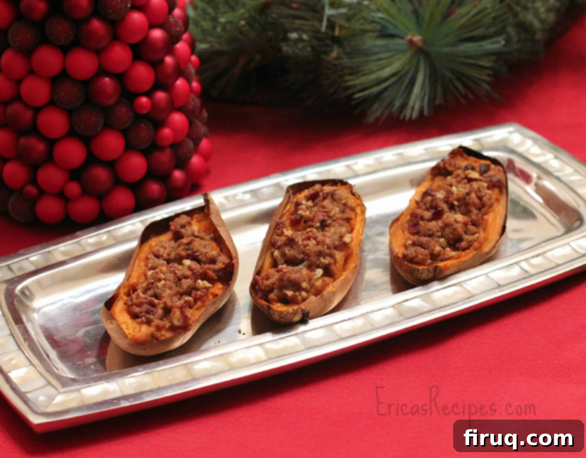 Biscoff Cranberry Stuffed Sweet Potatoes 4 Twice Baked Sweet Potatoes with Cranberry and Biscoff Cookie Streusel Recipe Image