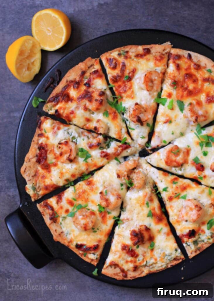Scampi Shrimp Quattro Formaggi Pizza 4 Four Cheese Shrimp Scampi Pizza
