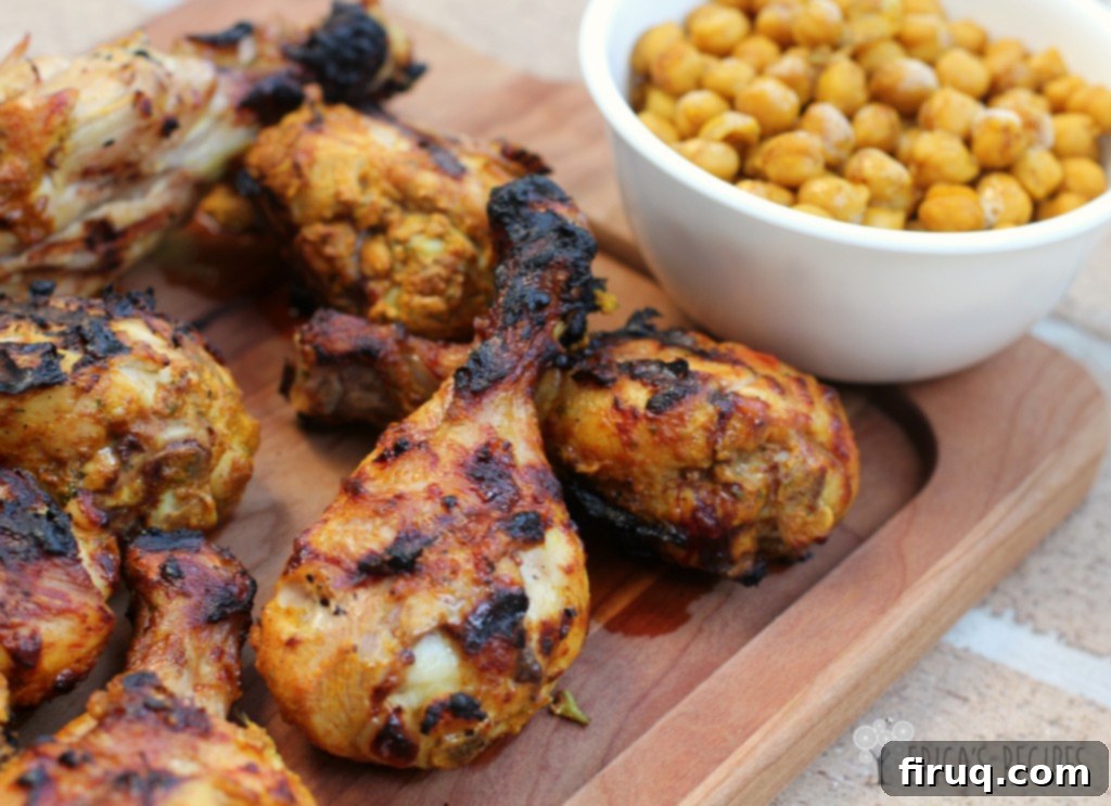 Grilled Tandoori Chicken with Spiced Chickpeas Your Weekly Budget Favorite 4 Platter of grilled Tandoori chicken and spiced chickpeas