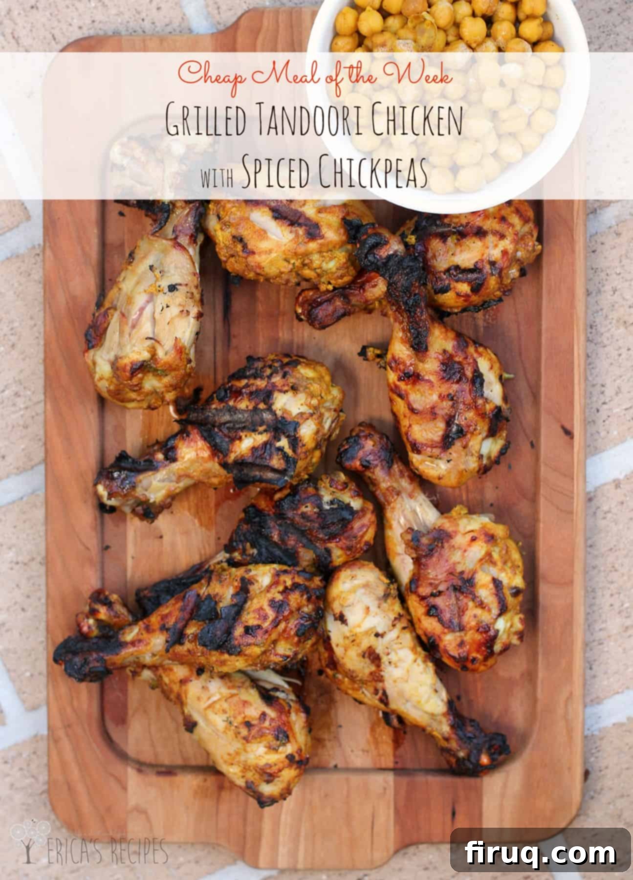 Grilled Tandoori Chicken with Spiced Chickpeas Your Weekly Budget Favorite 6 Grilled Tandoori Chicken with Spiced Chickpeas, ready to serve, hashtag recipe grill budgetfriendly familydinner chicken
