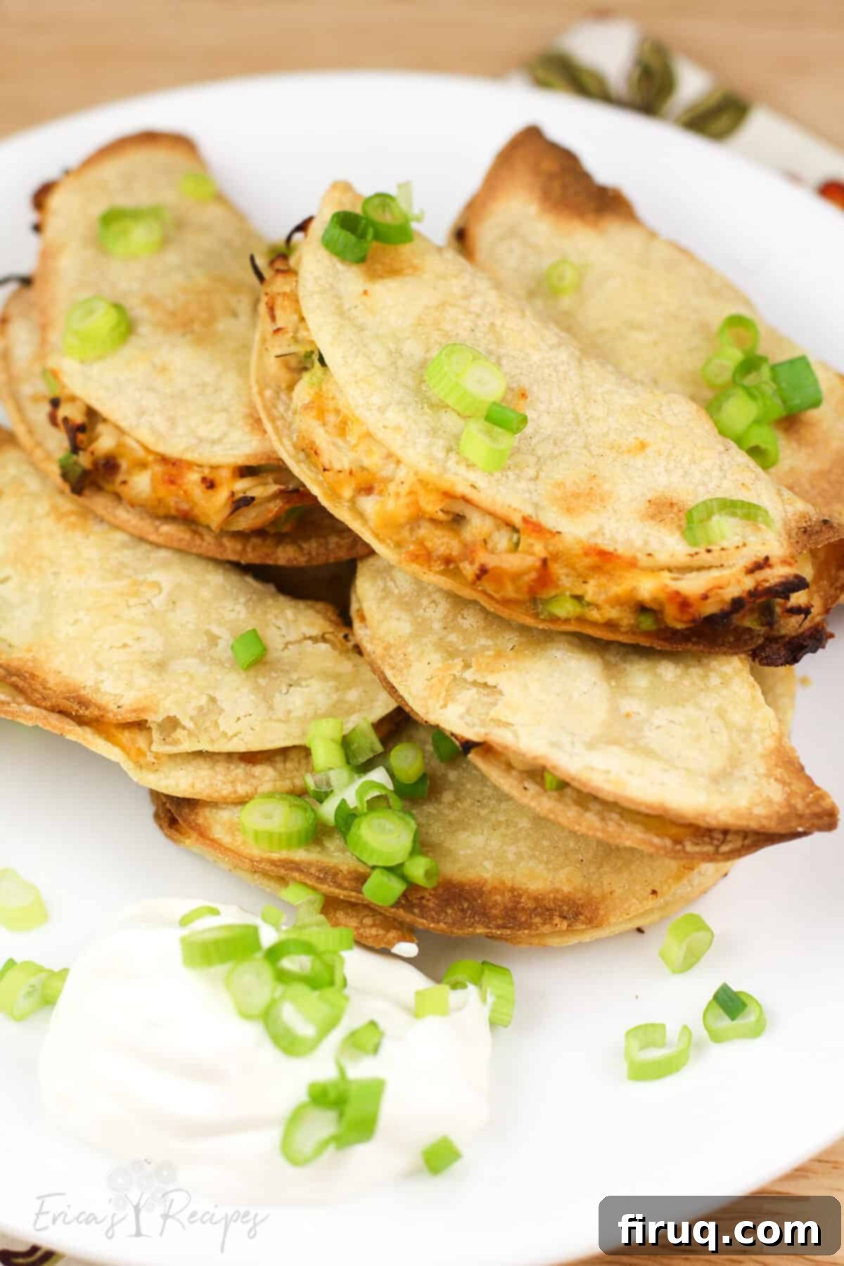 Crispy Mini Air Fryer Chicken Quesadilla 6 quesadilla on white plate