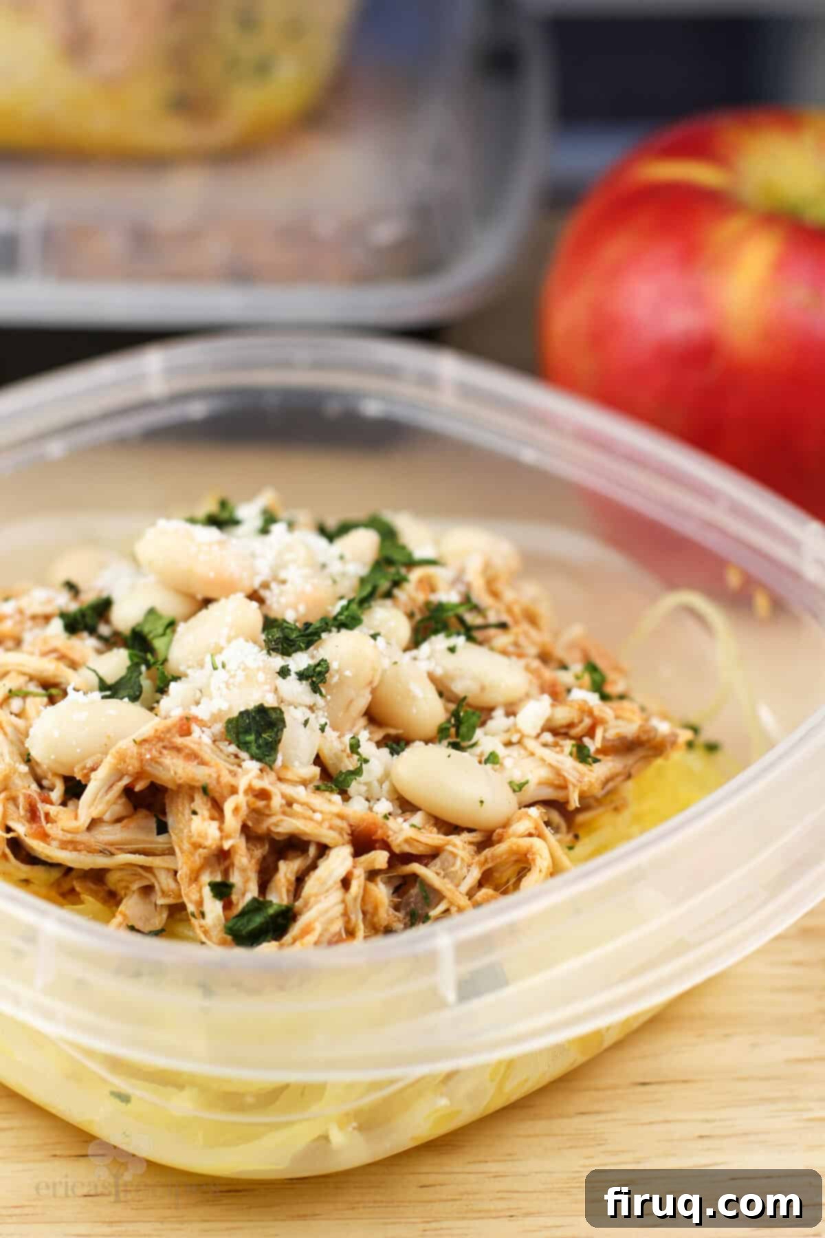 Zesty Chicken Pizzaiola Atop Spaghetti Squash Strands 8 side view of chicken pizzaiola over spaghetti squash