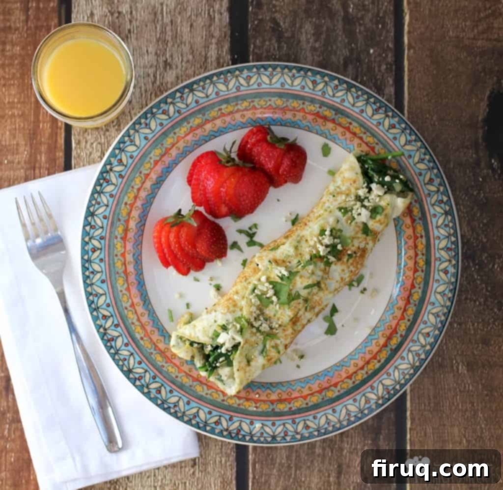 The Grecian Garden Egg White Omelet 8 Spinach, Feta, and Herb Egg White Omelet