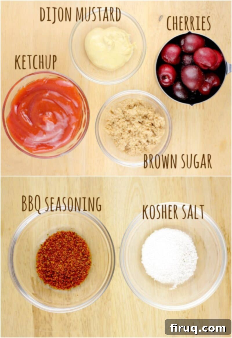 Sweet Heat Cherry Chipotle BBQ 5 non-liquid ingredients in bowls